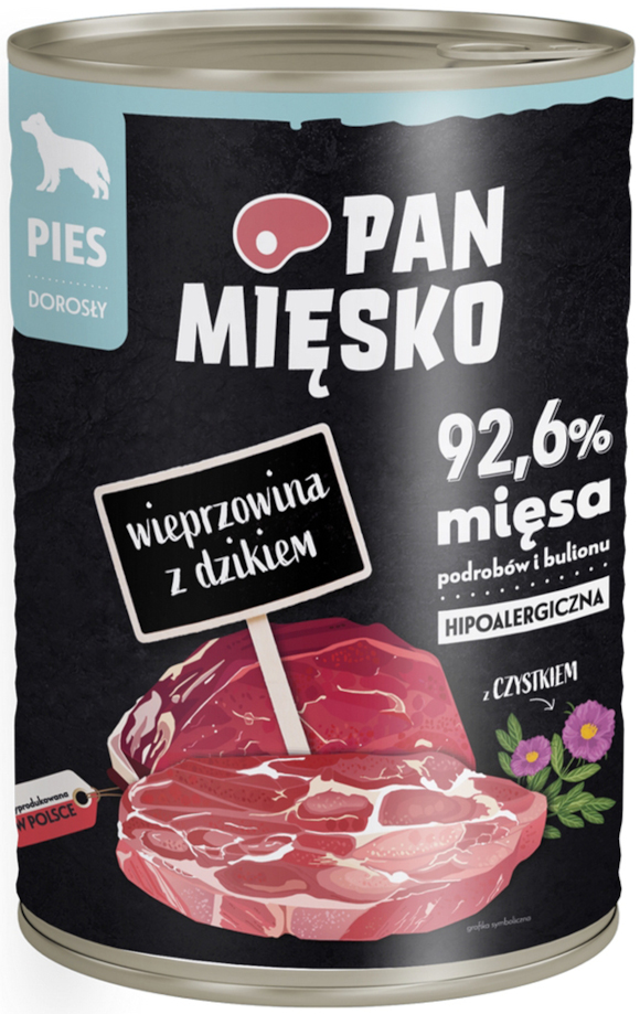 PAN MIĘSKO MOKRA KARMA DLA PSA wieprzowina z dzikiem