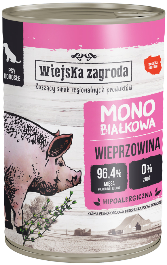 WIEJSKA ZAGRODA KARMA DLA PSA monobiałkowa wieprzowina