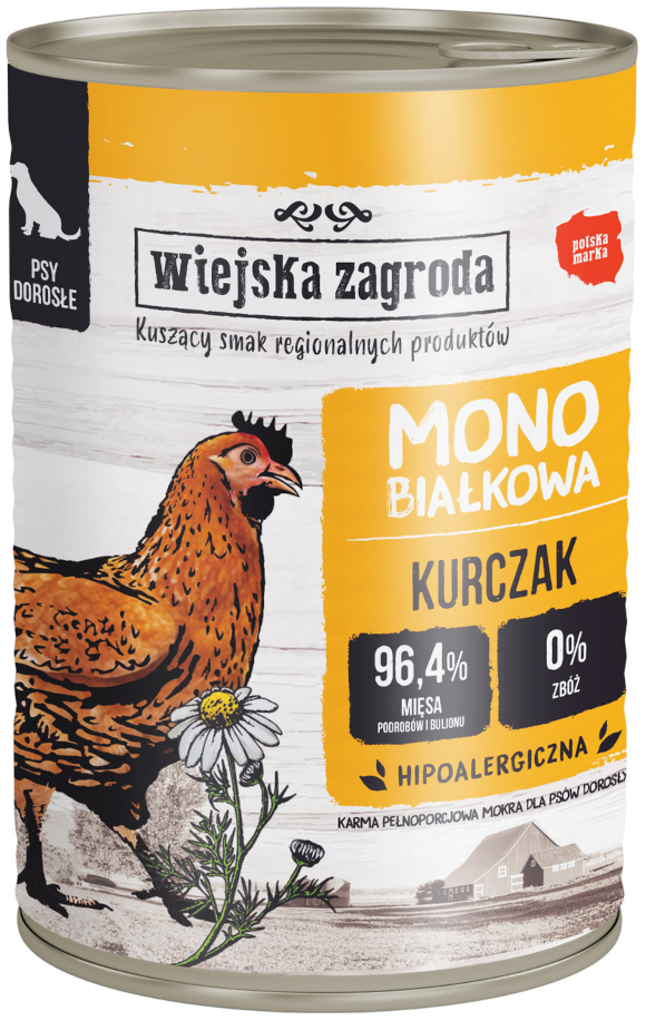 WIEJSKA ZAGRODA KARMA DLA PSA monobiałkowa kurczak