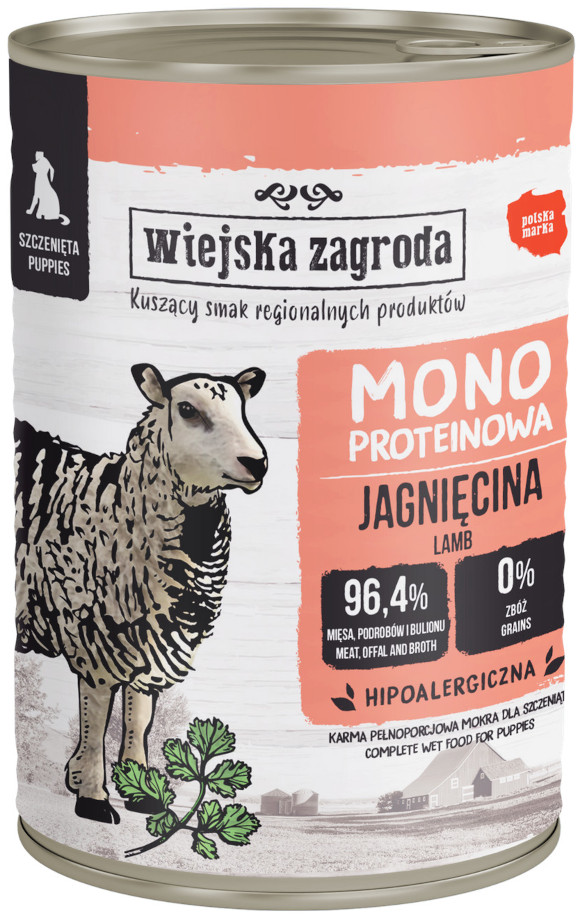 WIEJSKA ZAGRODA KARMA DLA SZCZENIAKA monobiałkowa jagnięcina