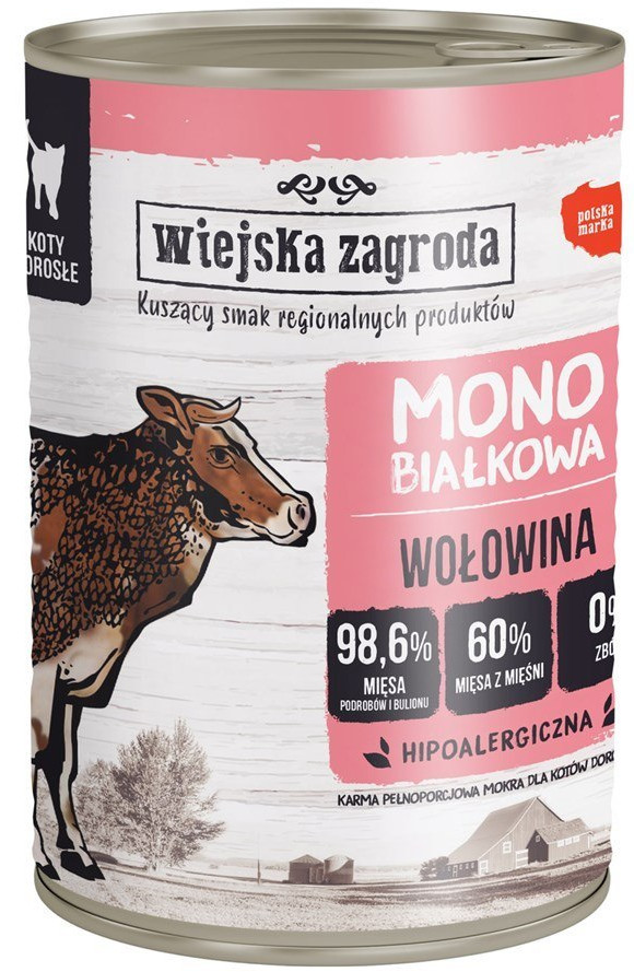 WIEJSKA ZAGRODA KARMA DLA KOTA monobiałkowa wołowina