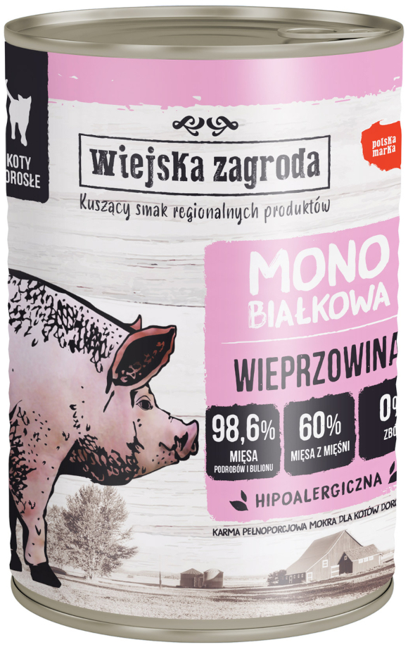 WIEJSKA ZAGRODA KARMA DLA KOTA monobiałkowa wieprzowina