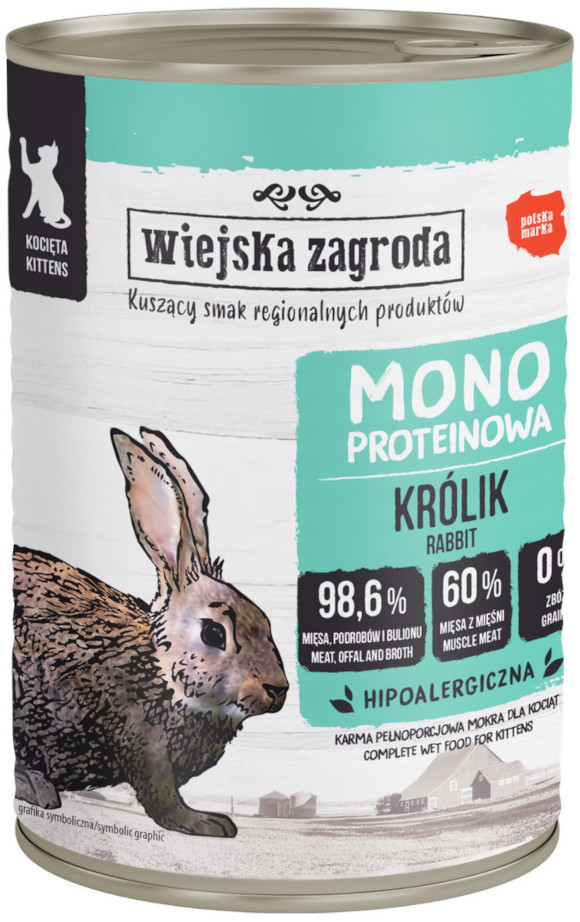 WIEJSKA ZAGRODA KARMA DLA KOCIĄT monobiałkowa królik