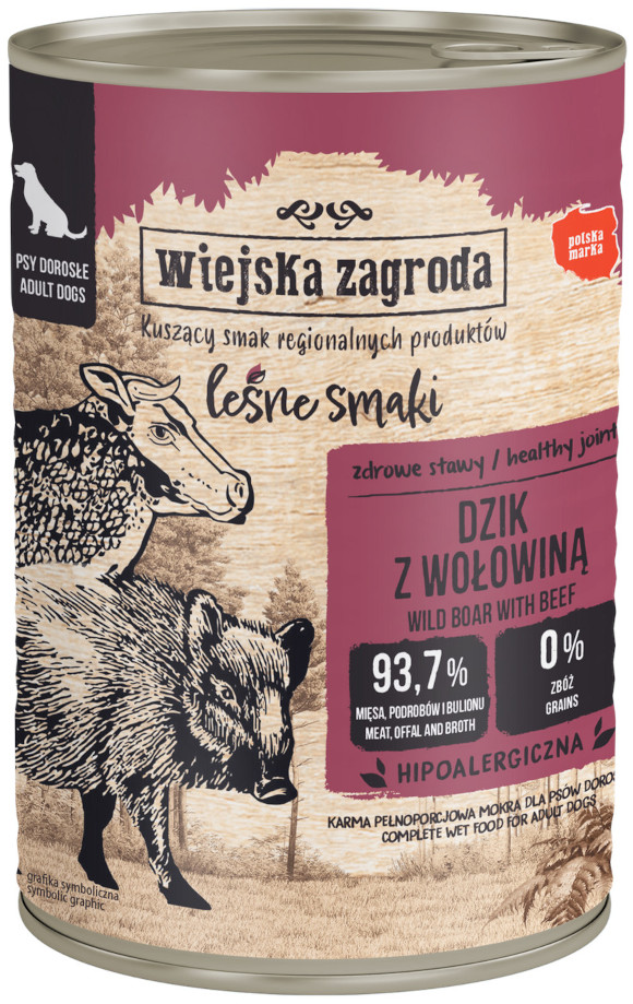 WIEJSKA ZAGRODA KARMA DLA PSA leśne smaki dzik z wołowiną