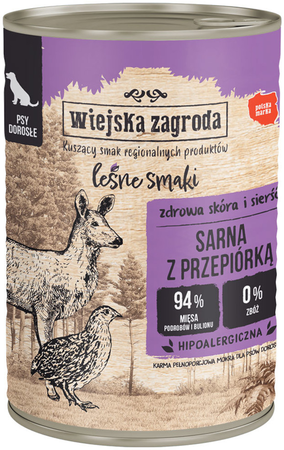 WIEJSKA ZAGRODA KARMA DLA PSA leśne smaki sarna z przepiórką