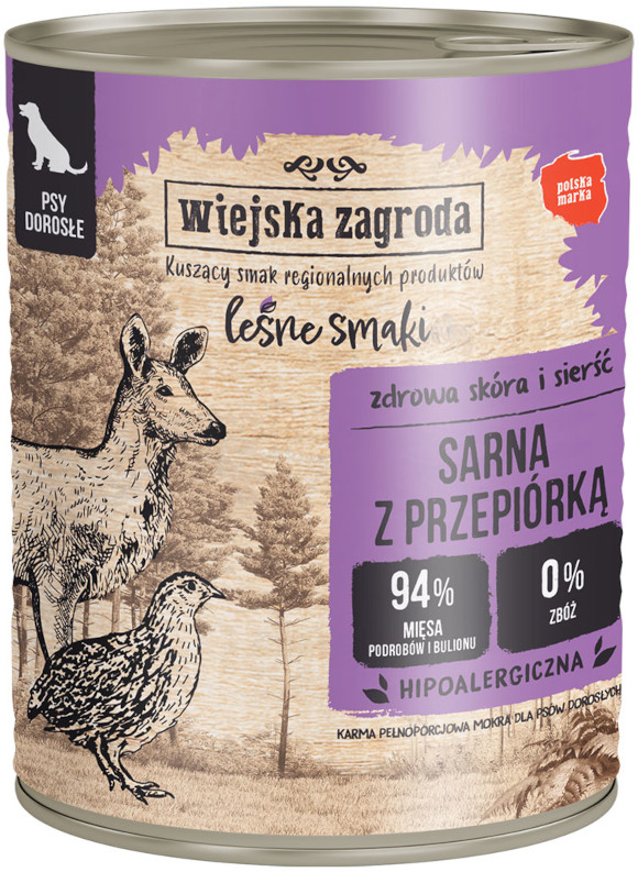 WIEJSKA ZAGRODA KARMA DLA PSA leśne smaki sarna z przepiórką