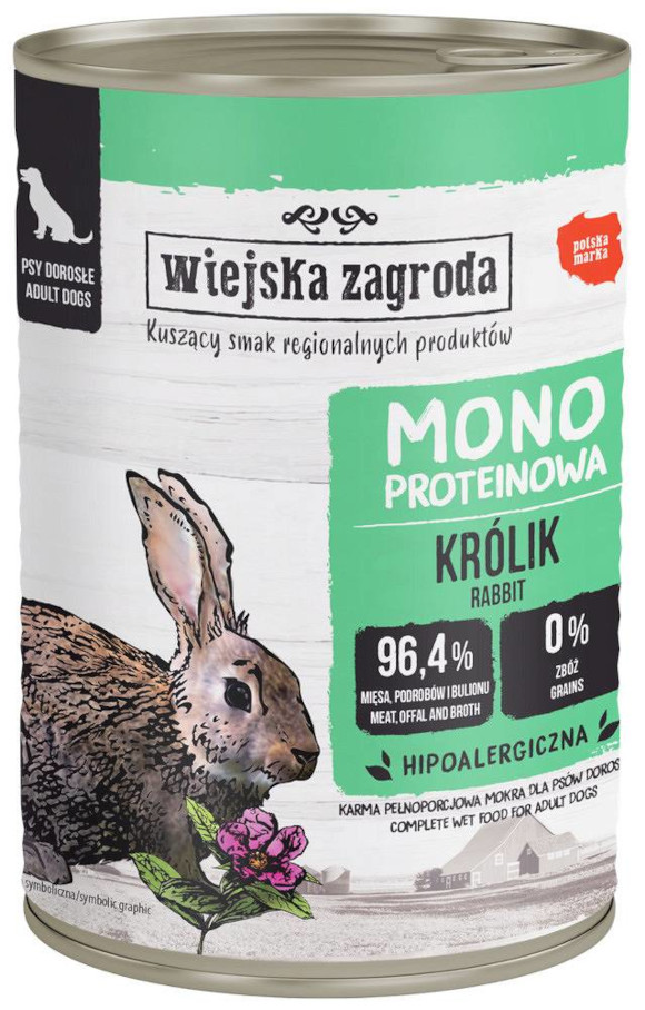 WIEJSKA ZAGRODA KARMA DLA PSA monobiałkowy królik