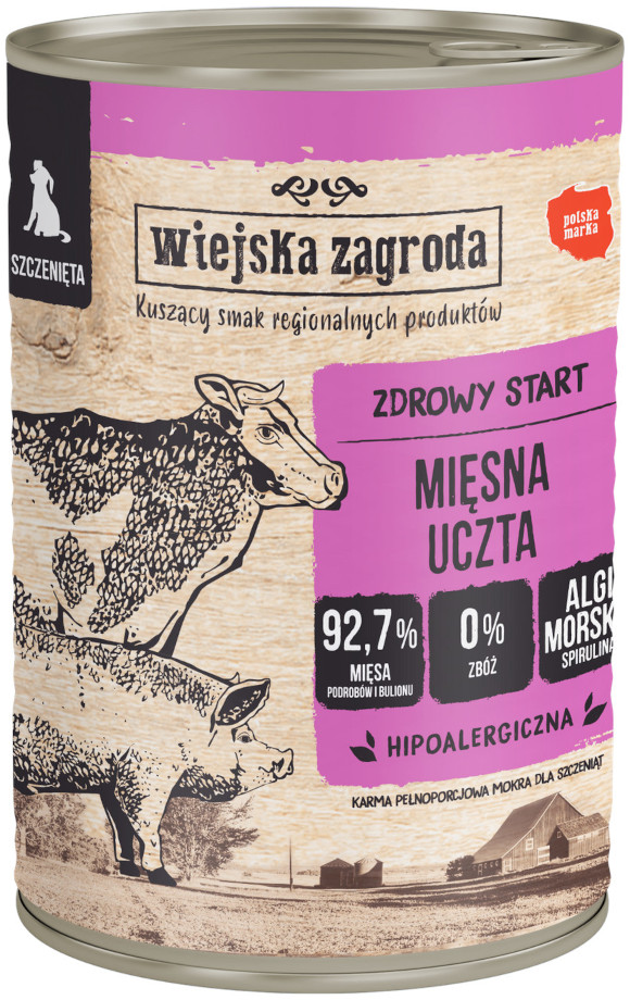 WIEJSKA ZAGRODA KARMA DLA SZCZENIAKA mięsna uczta