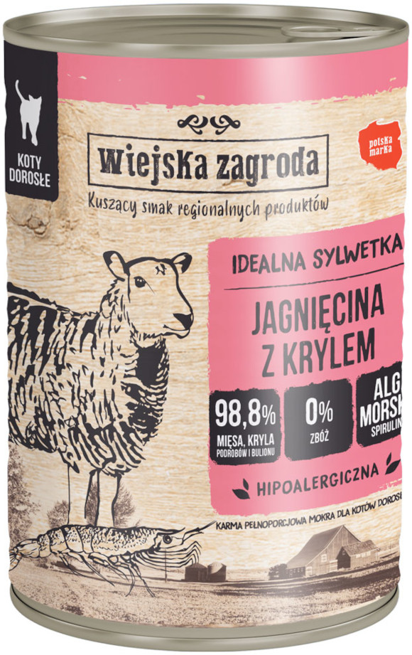 WIEJSKA ZAGRODA KARMA DLA KOTA jagnięcina z krylem