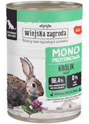 WIEJSKA ZAGRODA KARMA DLA PSA monobiałkowa królik